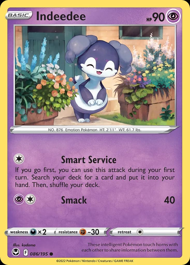 Silver Tempest Indeedee card front, 86/195