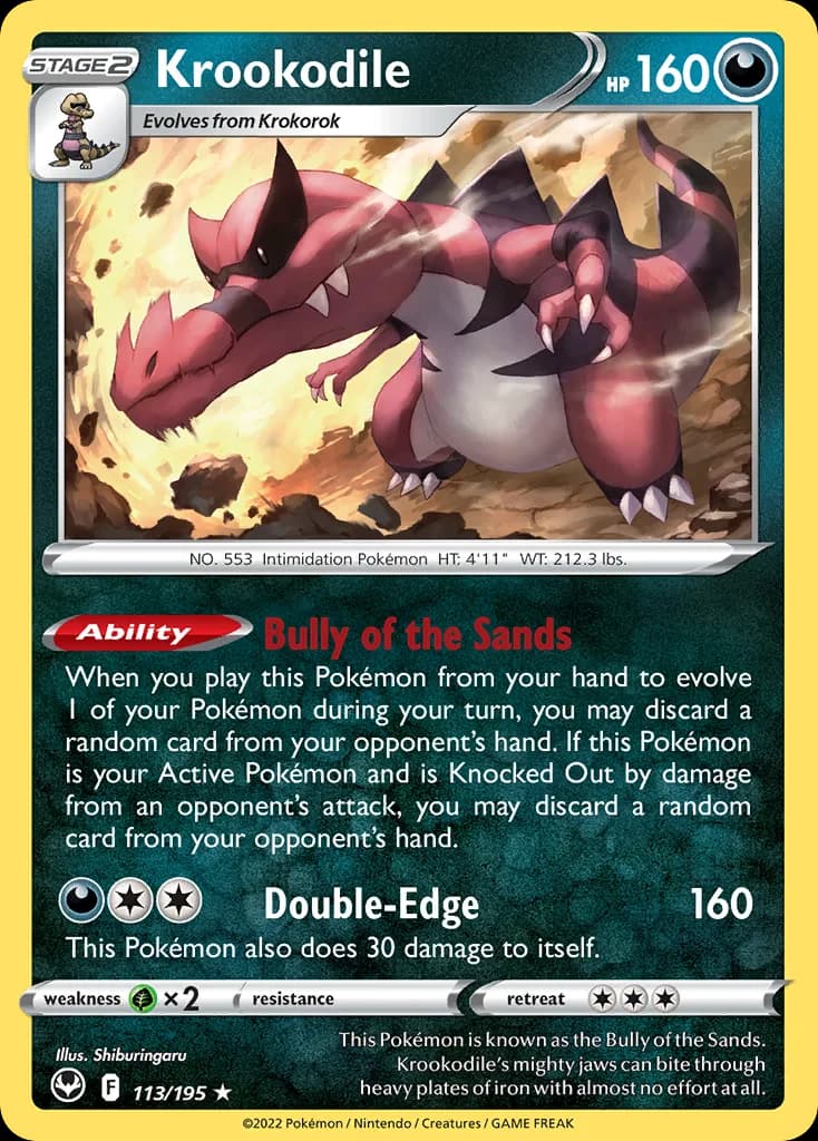 Silver Tempest Krookodile card front, 113/195