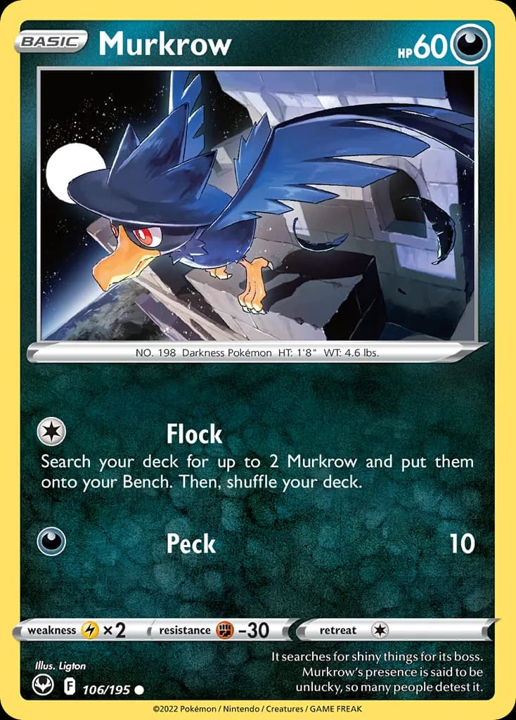 Silver Tempest Murkrow card front, 106/195