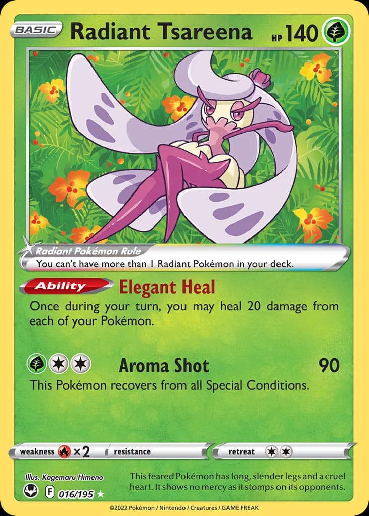 Silver Tempest Radiant Tsareena card front, 16/195