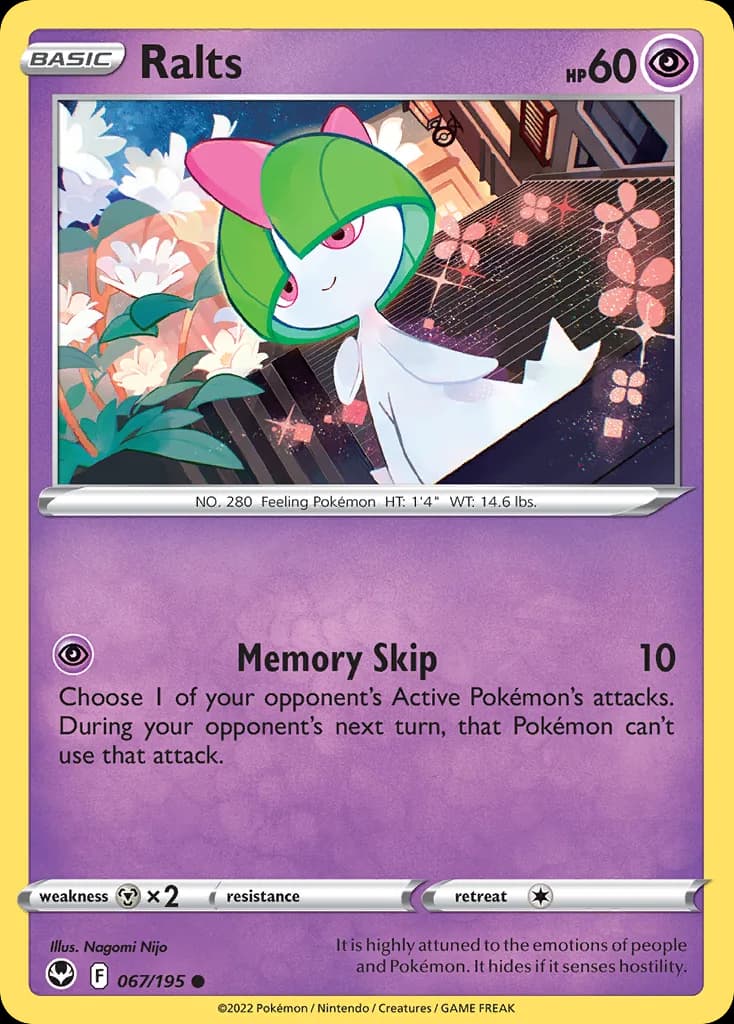 Silver Tempest Ralts card front, 67/195