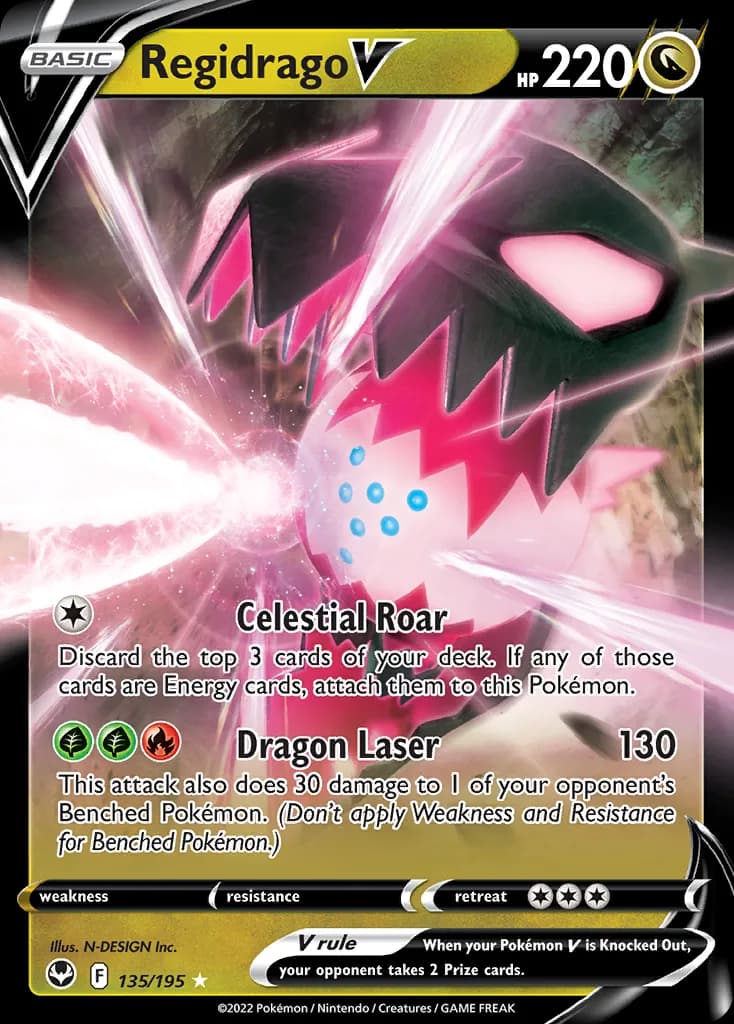 Silver Tempest Regidrago V card front, 135/195