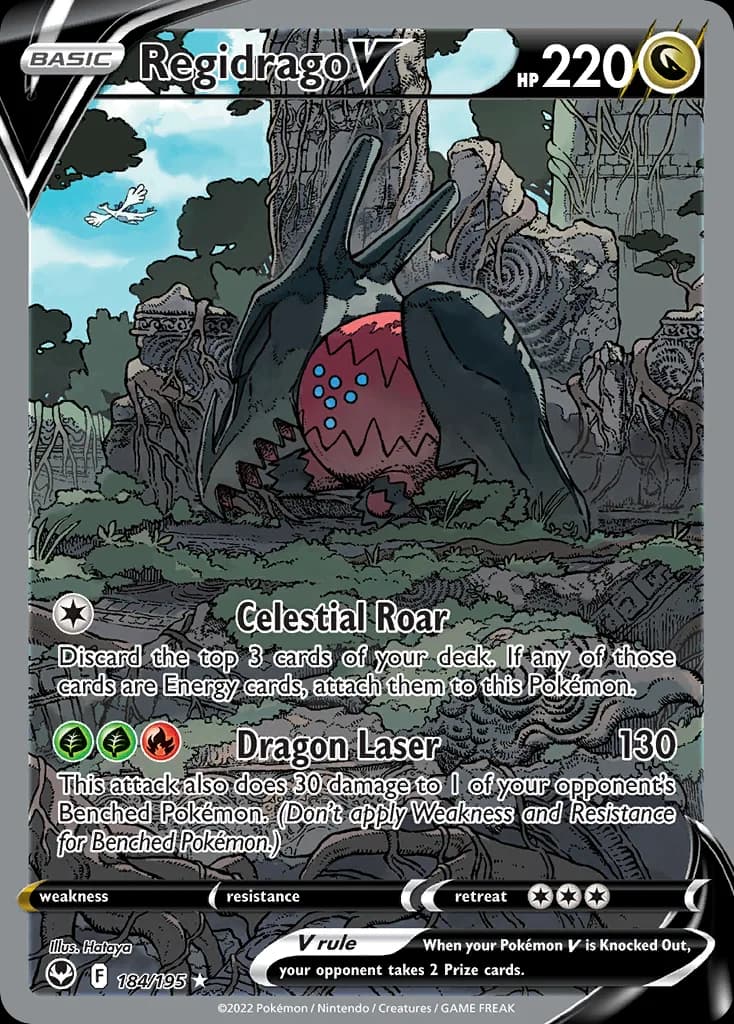 Silver Tempest Regidrago V card front, 184/195