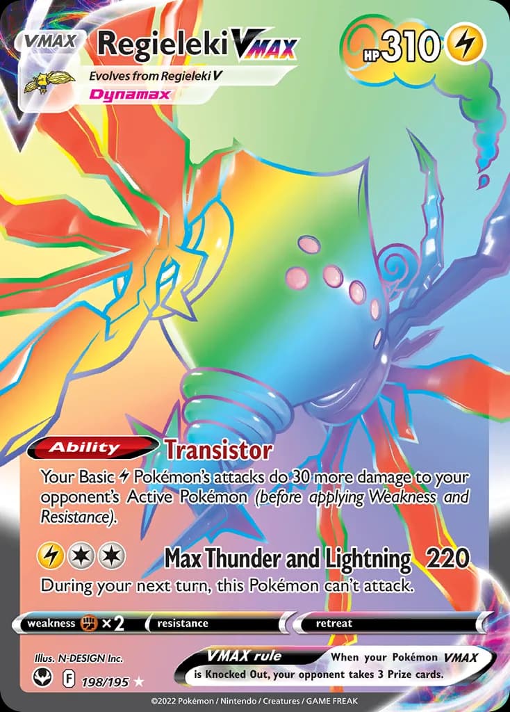 Silver Tempest Regieleki VMAX card front, 198/195