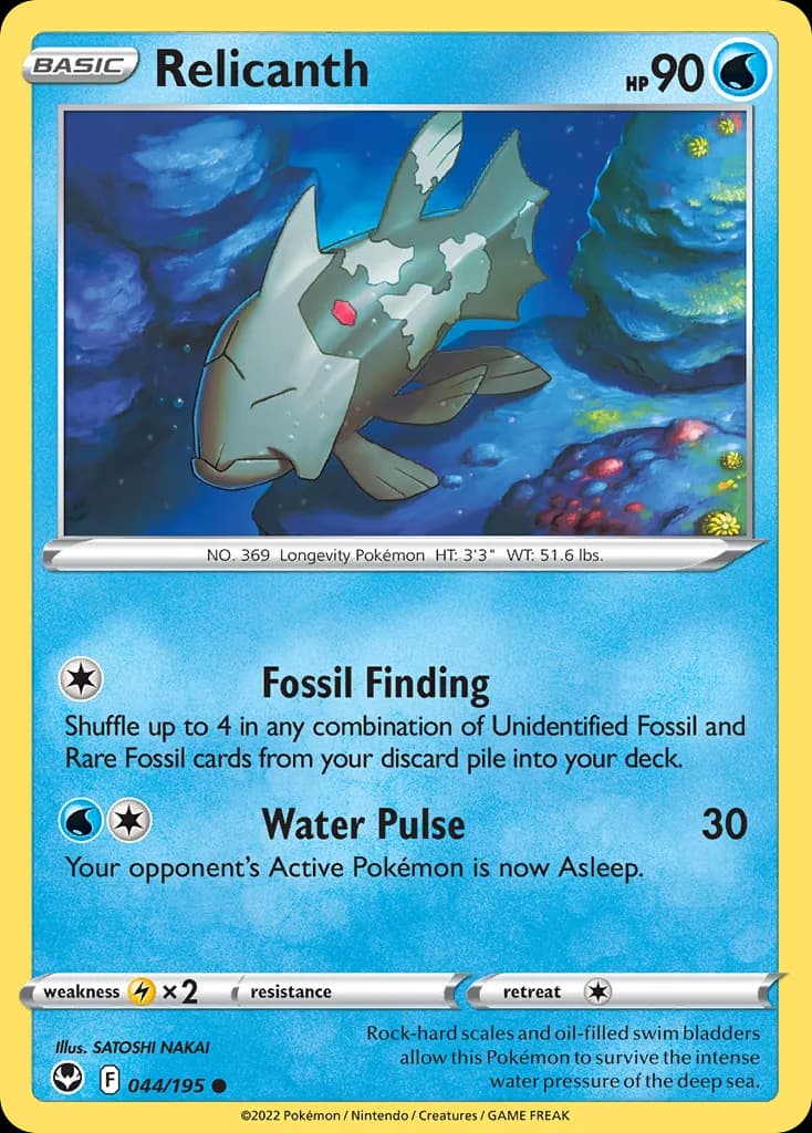 Silver Tempest Relicanth card front, 44/195