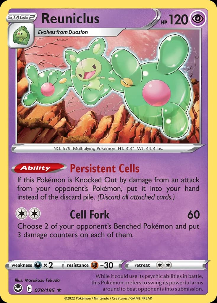 Silver Tempest Reuniclus card front, 78/195