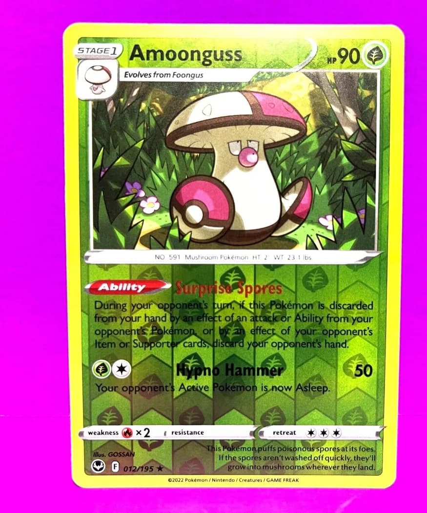 Amoonguss reverse holo card front, Silver Tempest 12/195