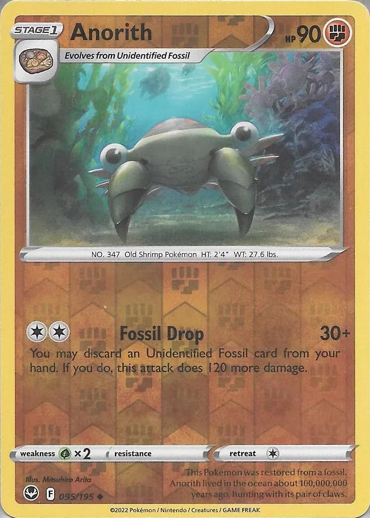 Anorith reverse holo card front, Silver Tempest 95/195