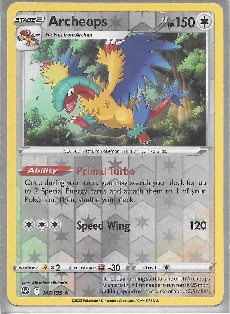 Archeops reverse holo card front, Silver Tempest 147/195