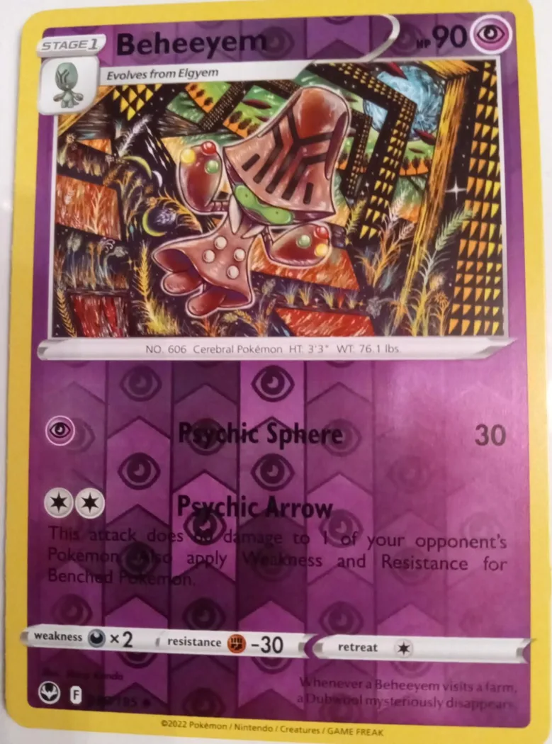 Beheeyem reverse holo card front, Silver Tempest 80/195
