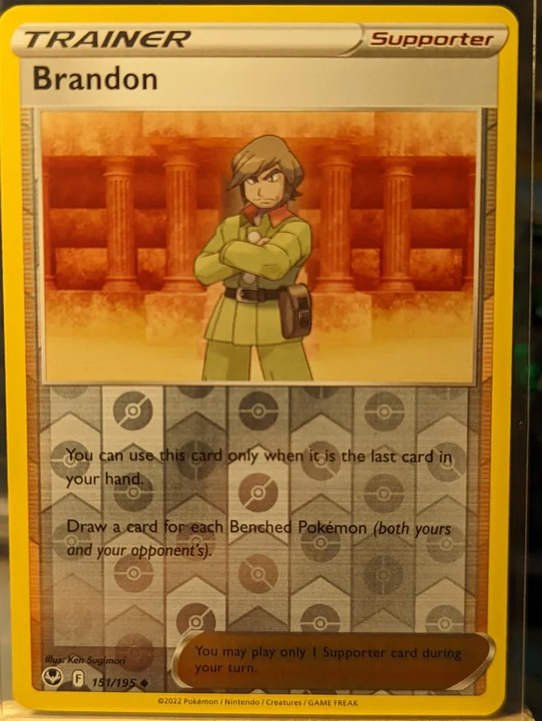 Brandon reverse holo card front, Silver Tempest 151/195