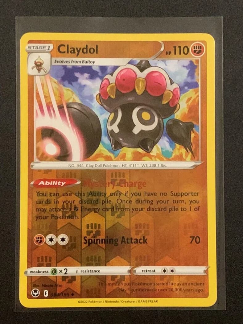 Claydol reverse holo card front, Silver Tempest 94/195