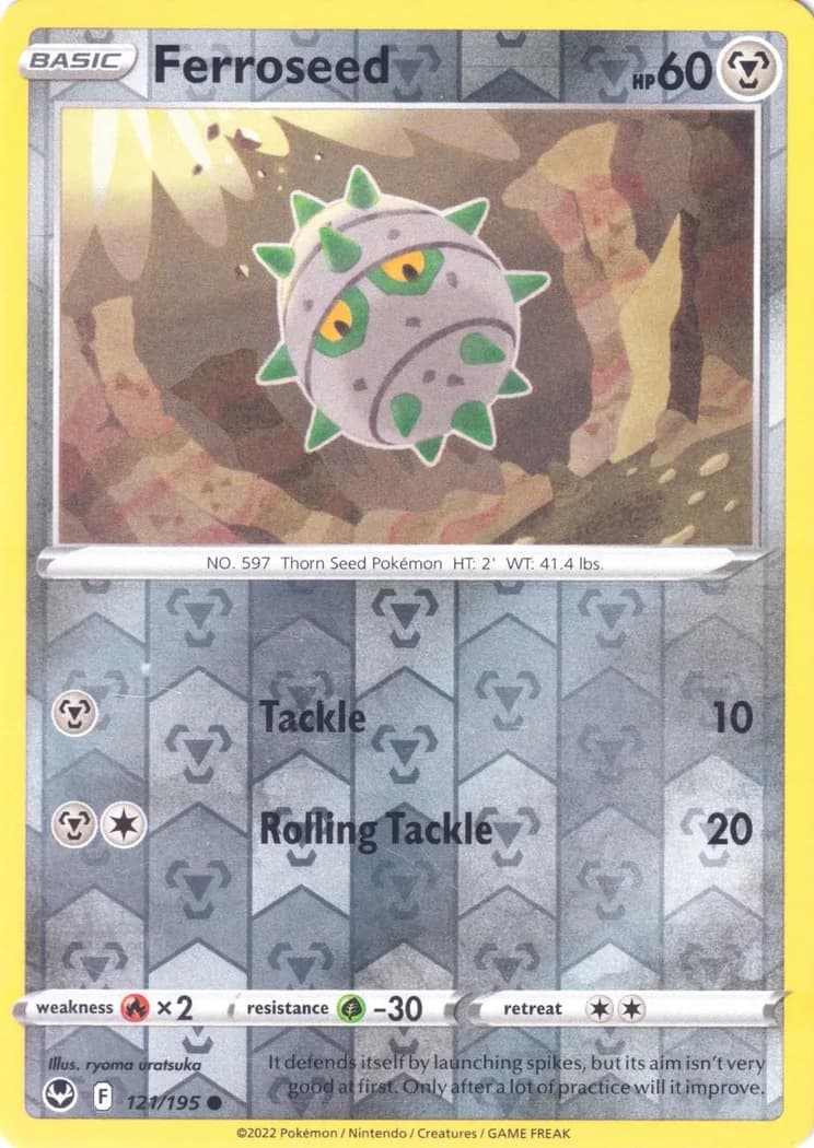 Ferroseed reverse holo card front, Silver Tempest 121/195