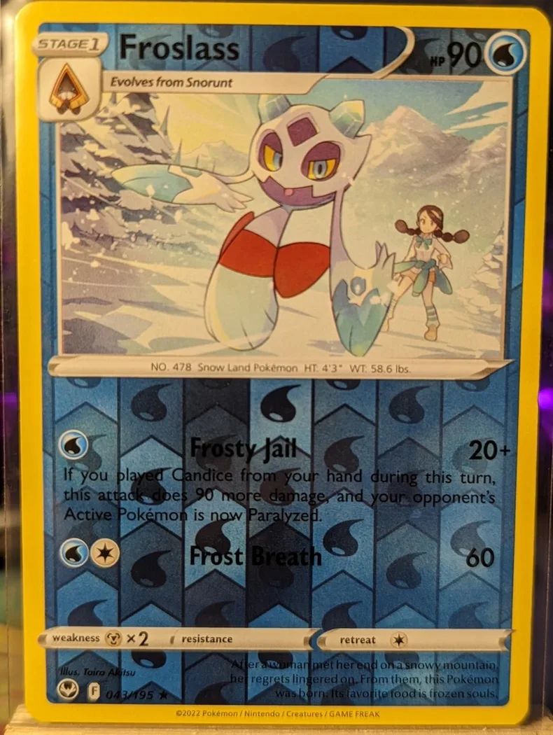 Froslass reverse holo card front, Silver Tempest 43/195
