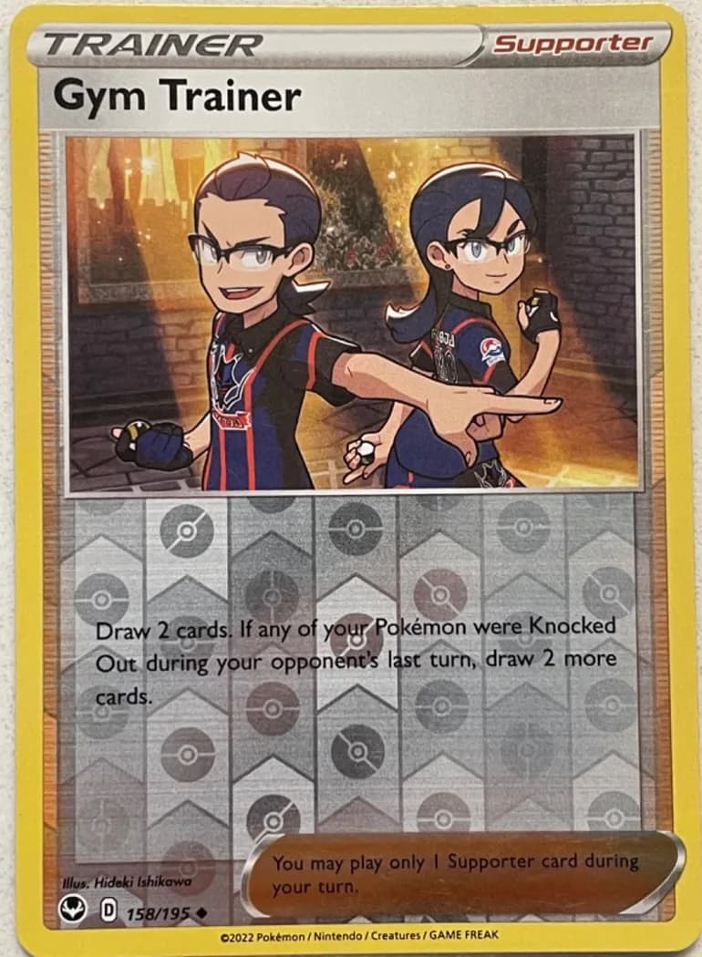 Gym Trainer reverse holo card front, Silver Tempest 158/195