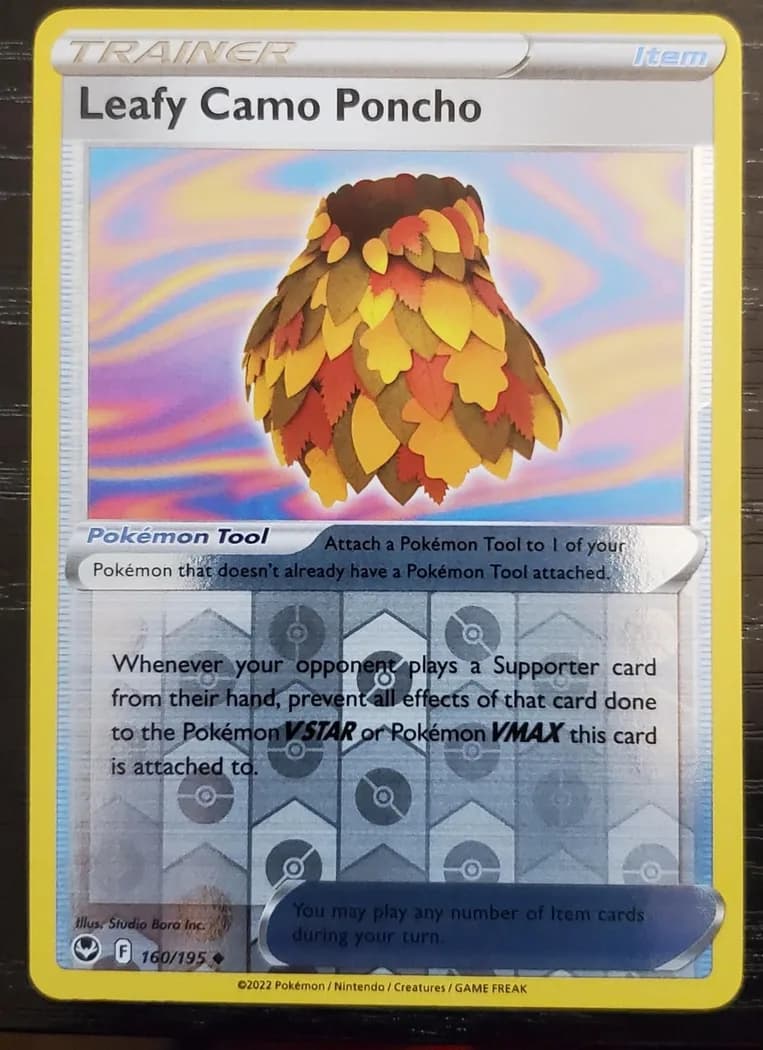 Leafy Camo Poncho reverse holo card front, Silver Tempest 160/195