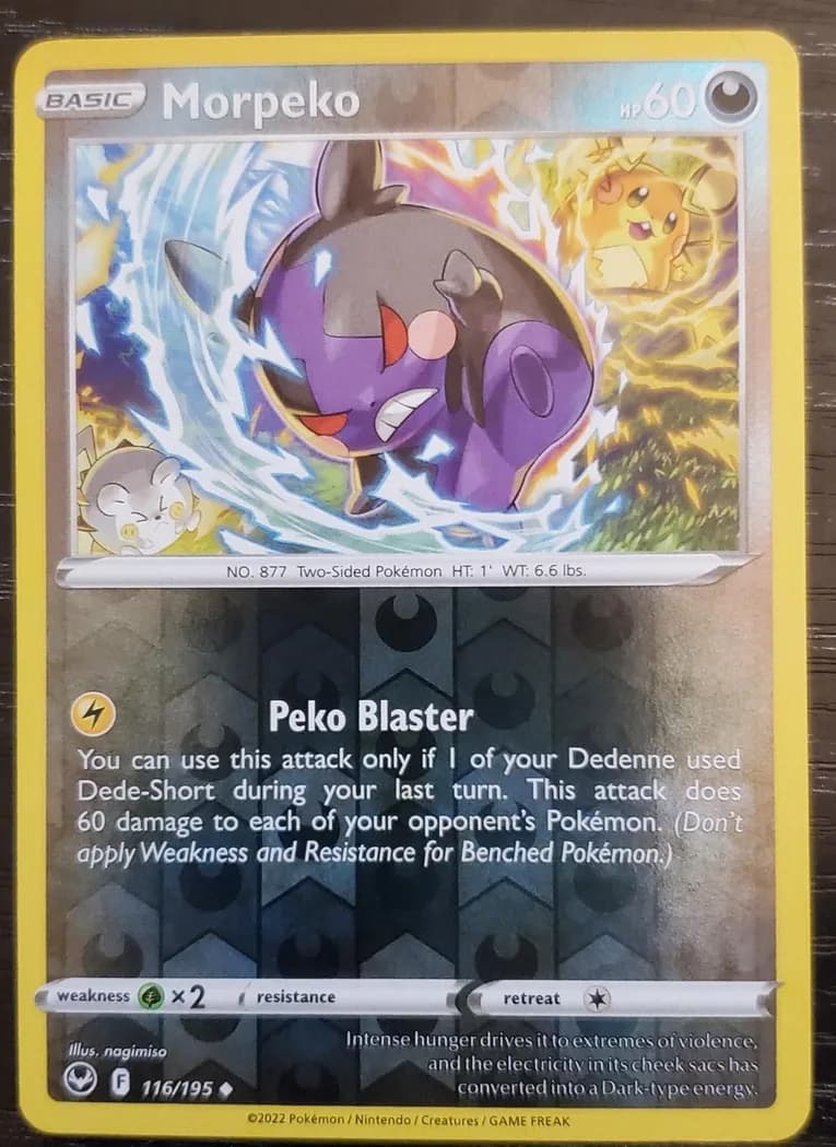 Morpeko reverse holo card front, Silver Tempest 116/195