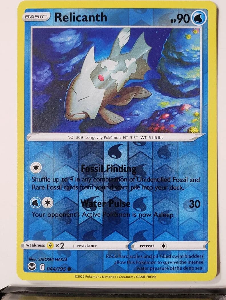 Relicanth reverse holo card front, Silver Tempest 44/195