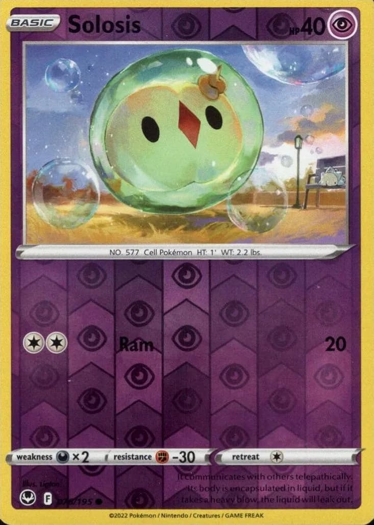 Solosis reverse holo card front, Silver Tempest 76/195
