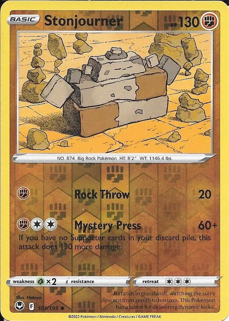 Stonjourner reverse holo card front, Silver Tempest 101/195