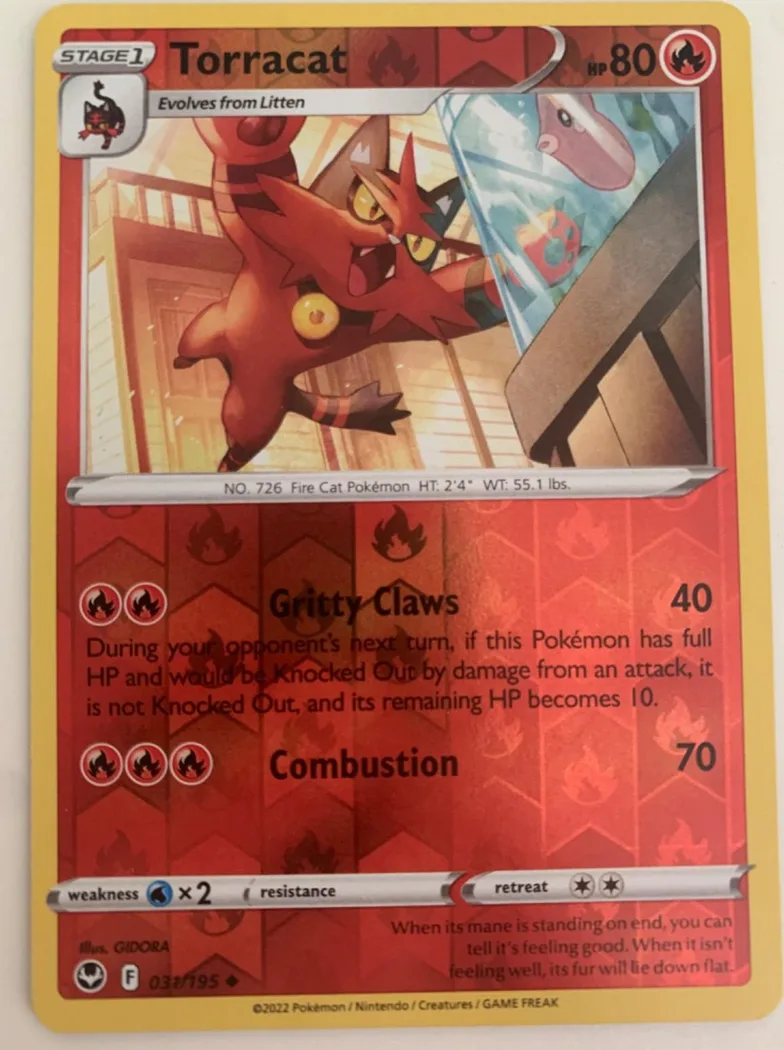 Torracat reverse holo card front, Silver Tempest 31/195
