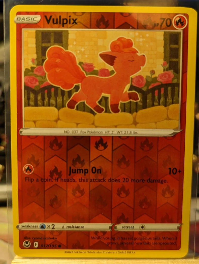 Vulpix reverse holo card front, Silver Tempest 17/195