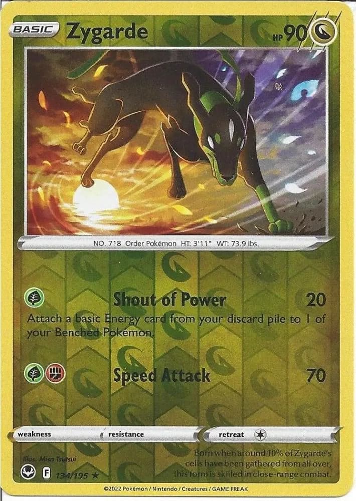 Zygarde reverse holo card front, Silver Tempest 134/195