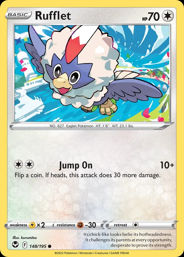 Silver Tempest Rufflet card front, 148/195