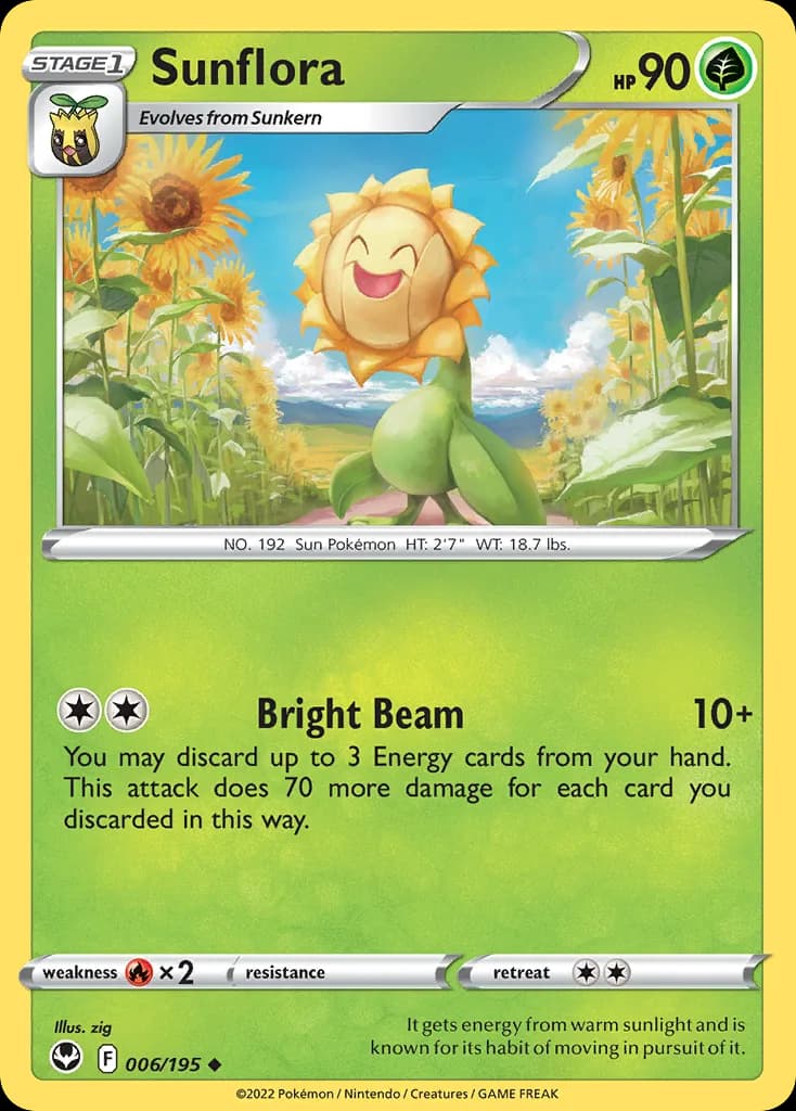 Silver Tempest Sunflora card front, 6/195