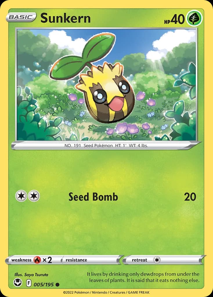 Silver Tempest Sunkern card front, 5/195