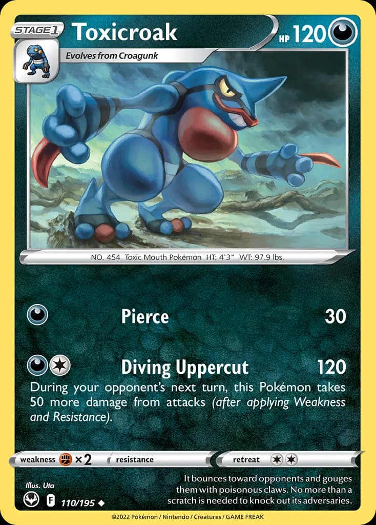 Silver Tempest Toxicroak card front, 110/195