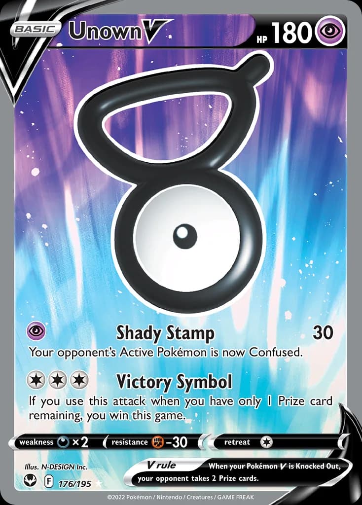 Silver Tempest Unown V card front, 176/195