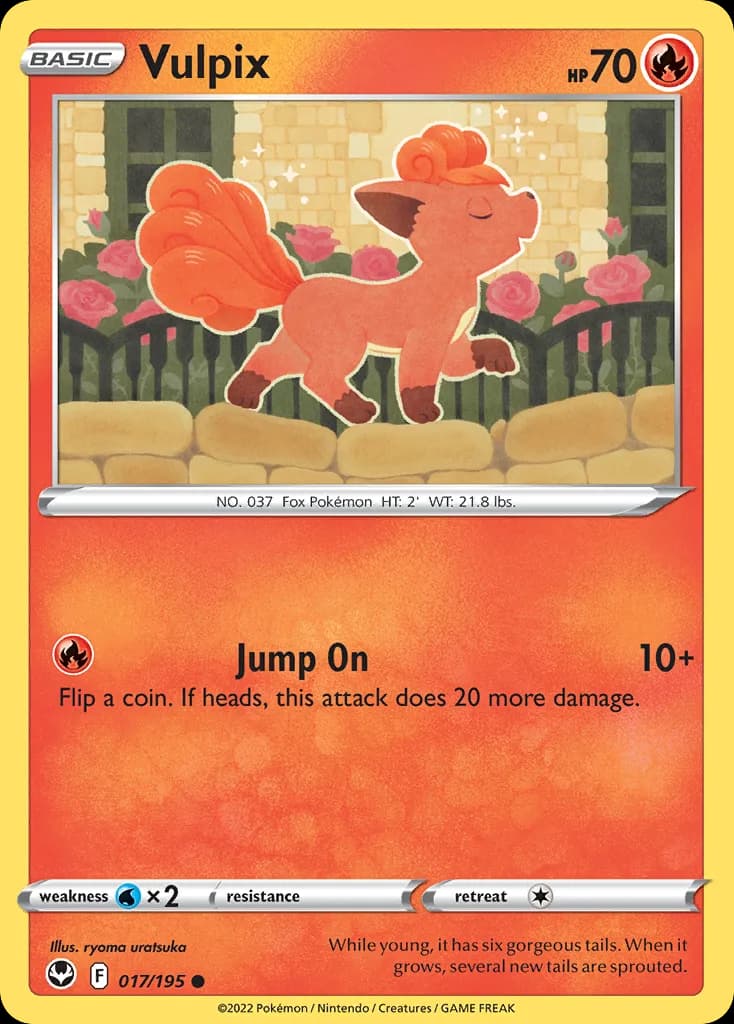 Vulpix card front, Silver Tempest 17/195
