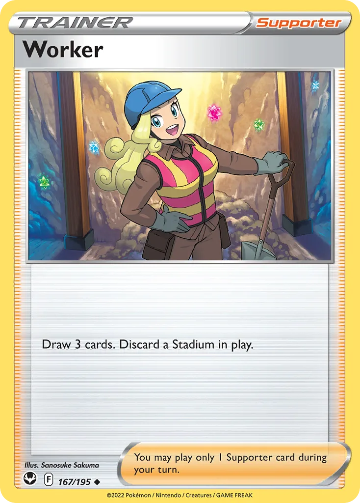Silver Tempest Worker card front, 167/195