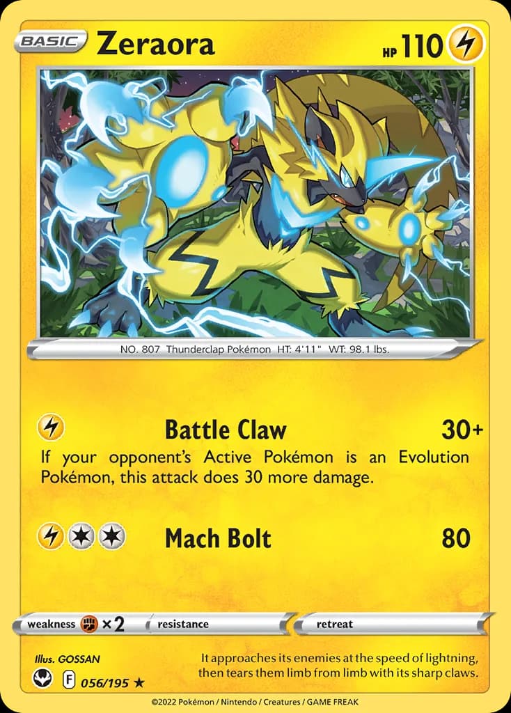 Silver Tempest Zeraora card front, 56/195