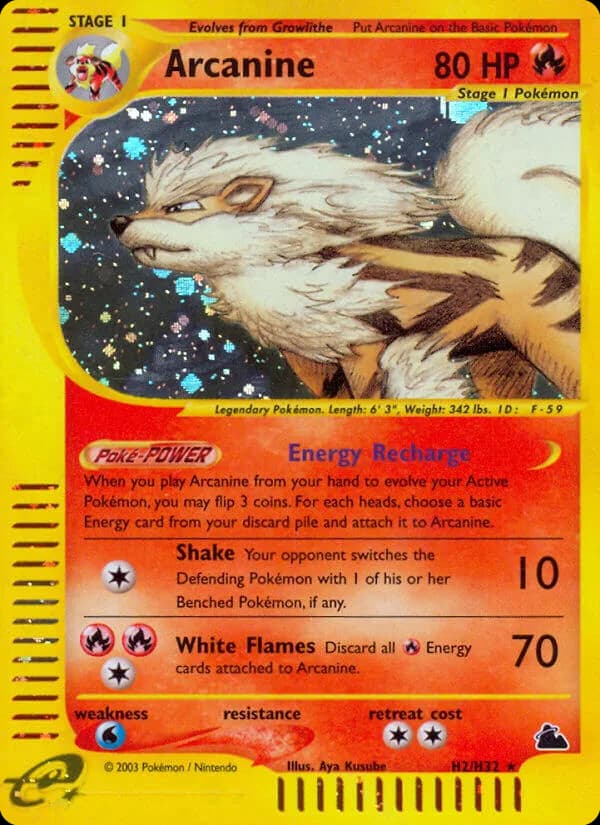 Arcanine card front, Skyridge H2/H32