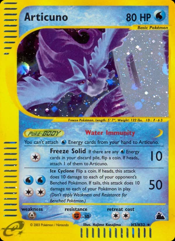 Articuno card front, Skyridge H3/H32