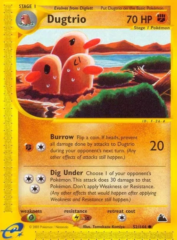 Dugtrio card front, Skyridge 52/144
