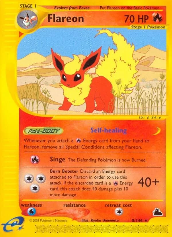 Flareon card front, Skyridge 8/144