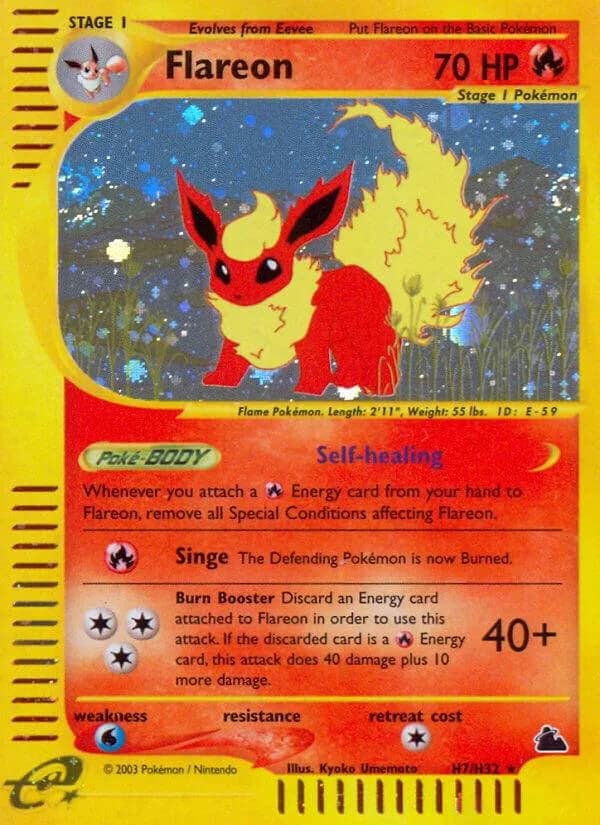 Flareon card front, Skyridge H7/H32