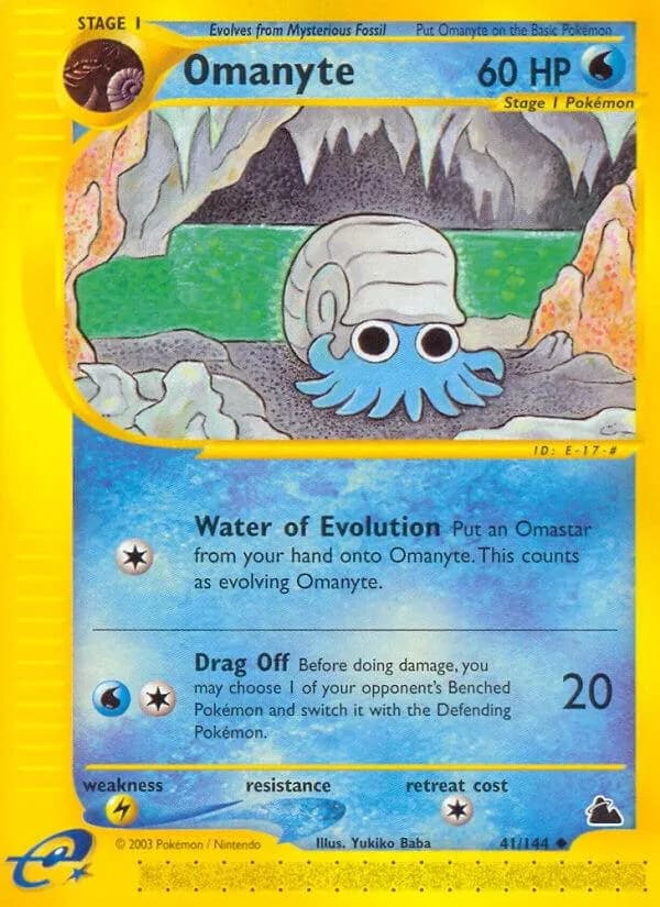 Omanyte card front, Skyridge 41/144