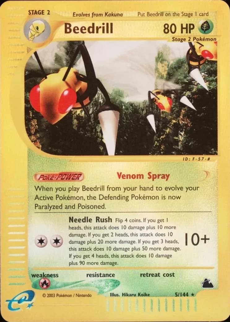 Beedrill reverse holo card front, Skyridge 5/144