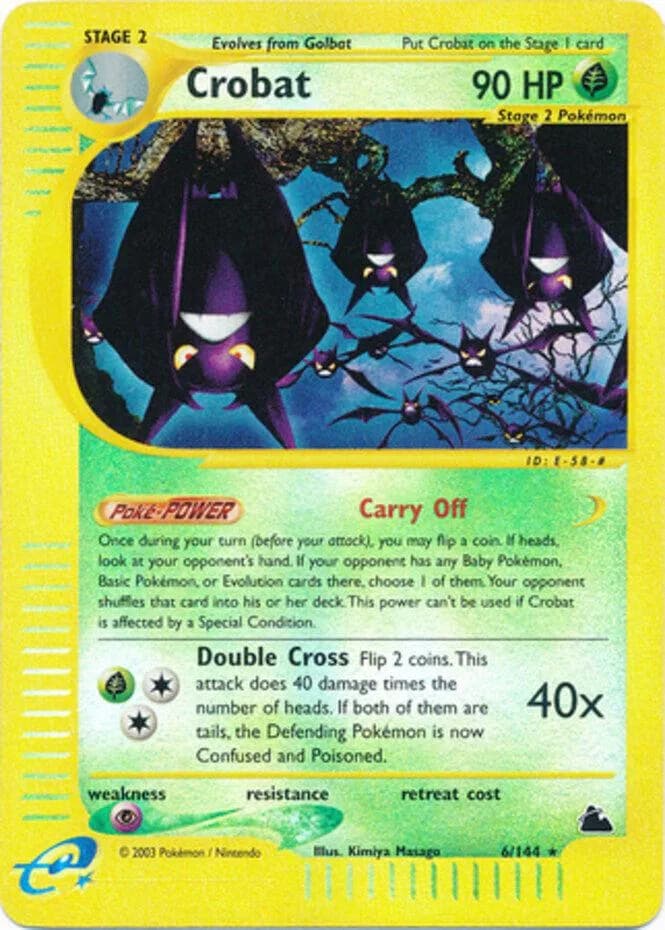 Crobat reverse holo card front, Skyridge 6/144