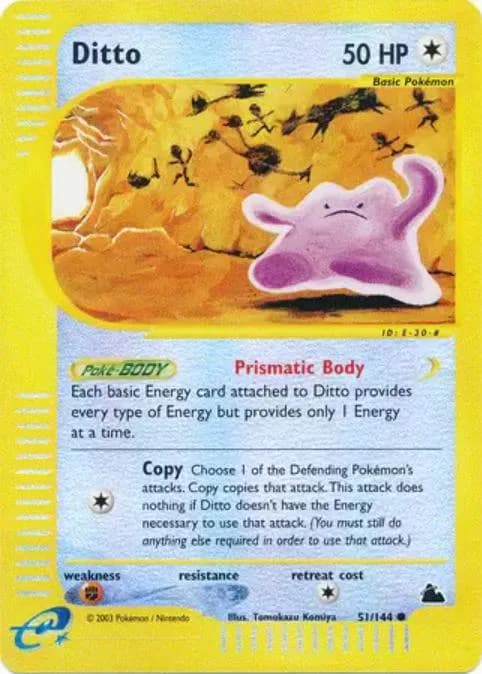 Ditto reverse holo card front, Skyridge 51/144