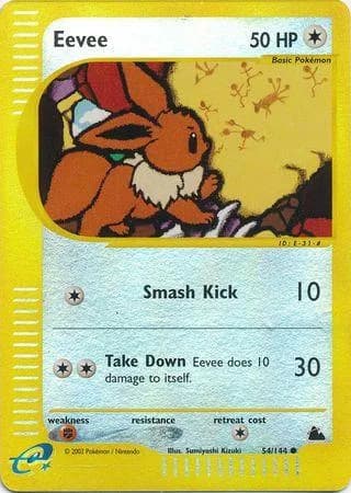 Eevee reverse holo card front, Skyridge 54/144