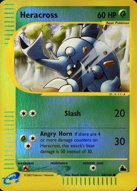 Heracross reverse holo card front, Skyridge 64/144