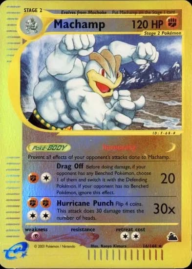 Machamp reverse holo card front, Skyridge 16/144