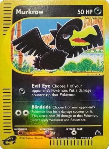 Murkrow reverse holo card front, Skyridge 79/144