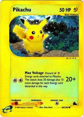 Skyridge Pikachu reverse holo card front, 84/144