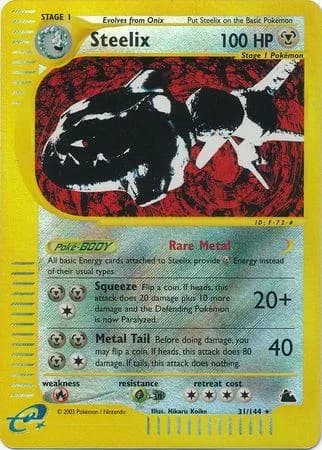 Steelix reverse holo card front, Skyridge 31/144